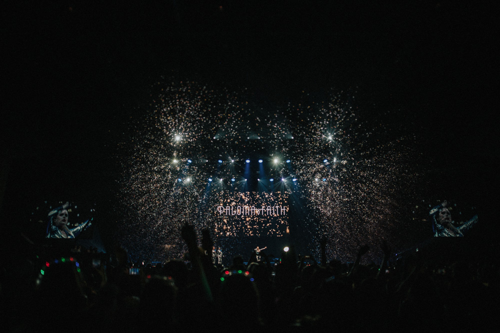 Photo of the stage and crowd watching Paloma Faith at Liverpool Echo Arena